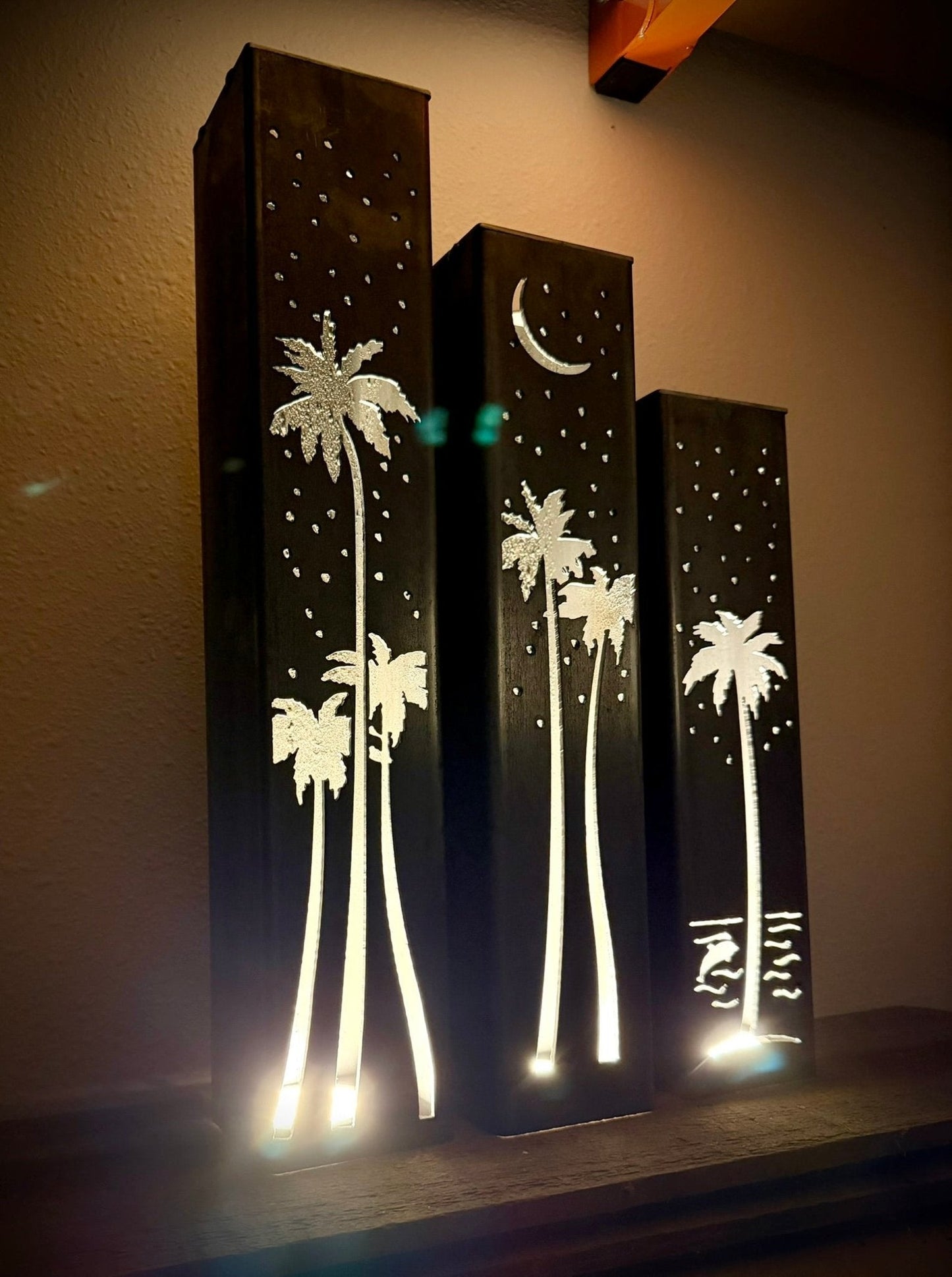 Palm Trees Under the Stars Indoor Luminary - Handmade in Steel - Multiple Sizes