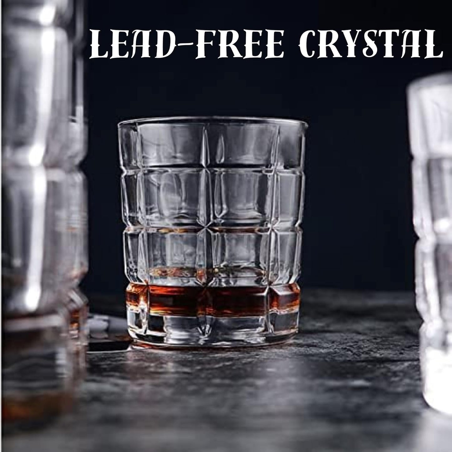 Premium Whiskey or Scotch Glasses - Set of 2 with Whiskey Stones, Coasters, Spout and Ice Tongs